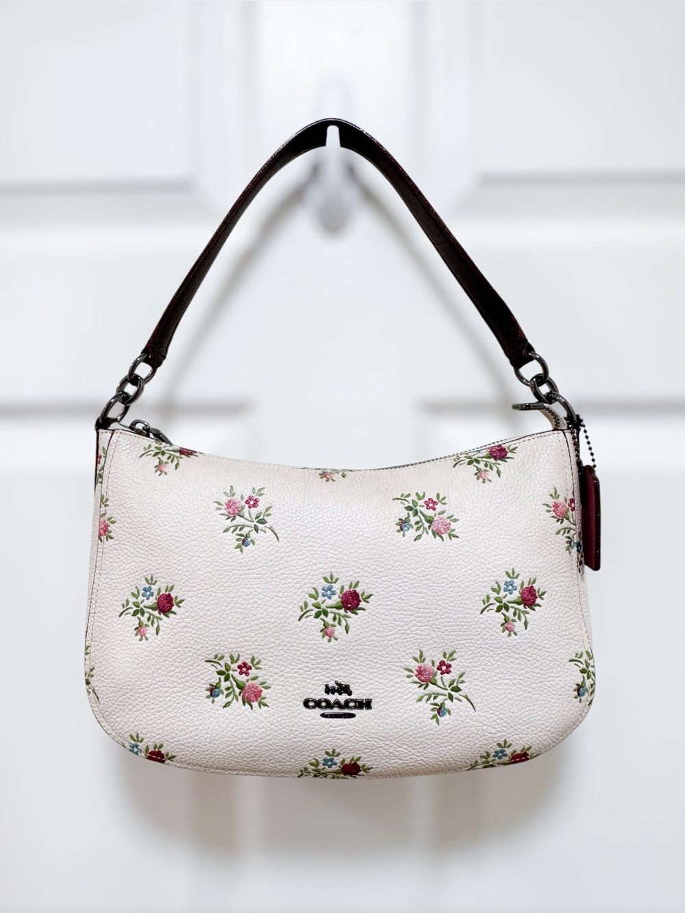 Coach Chelsea Convertible Shoulder Bag Chalk Floral Pebbled Leather 22830